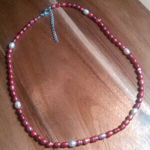 Genuine Freshwater Pearl Stainless Steel Necklace (18 Inch)